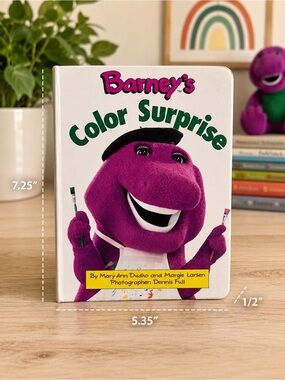 Vtg 1993 Barney’s Color Surprise Board Book Lyons Group Hardcover Kids Purple 7”